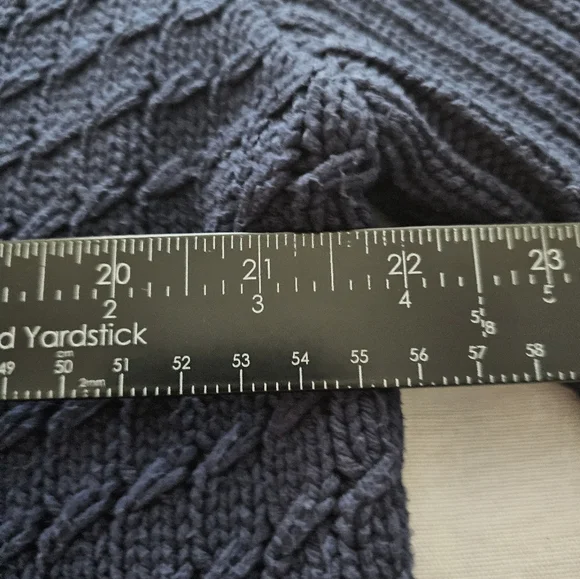 Orvis Sweater Womens XL Navy Cotton Button Up Cable Knit Cardigan Collard VTG - Picture 5 of 12